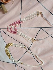 New Elegant Pearl Necklace Set of 2