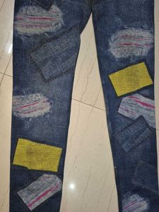 Hand-Painted Patch Jeggings.