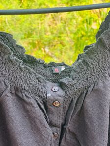 Black Casual V-Neck off shoulder