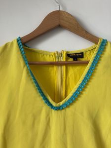 Vibrant Yellow jumpsuit with Teal Trim