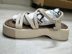 Stylish Beige Strappy Platform Sandals