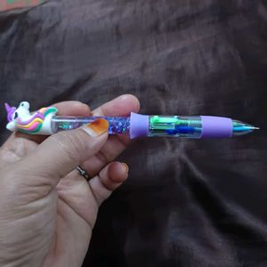 Unicorn 4-in-1 Multicolor Pen with Glitter Liquid