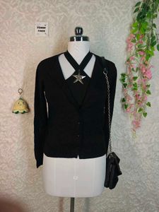 y2k black H&m cardigan