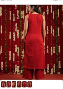Vibrant Coral Kurta Set with Dupatta