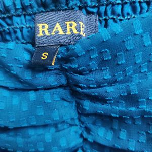 Blue Ruched Puff Sleeve Top