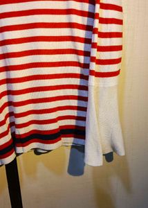 MANGO Red &amp; White Striped Top