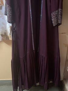Elegant purple party wear jacket style burkha