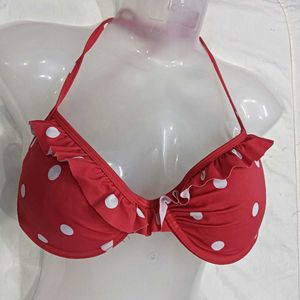 Red Polka 🪔Dot Bikini Top