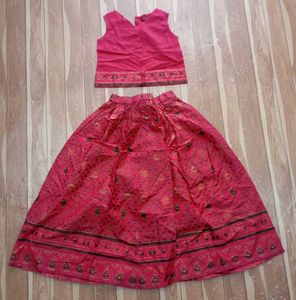 Vibrant Pink Ethnic Lehenga Choli Set 2 to 3 years