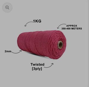 2 mm Macrame Cord - magenta Twisted Thread 1 kg