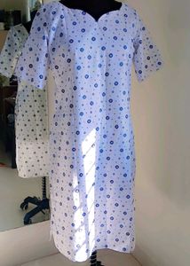 Blue & White Print Kurta