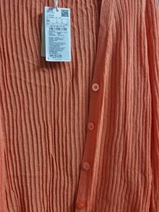 MANGO Orange Ribbed Cardigan