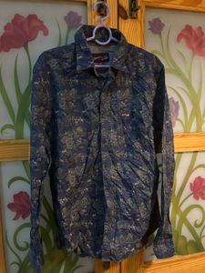 U.S.POLO ASSN. Men's Blue Print Long Sleeve Shirt