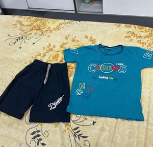 Boys' Teal Graphic T-Shirt &amp; Navy Shorts Set