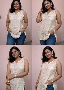 Elegant Embroidered Sleeveless Kurta Unused