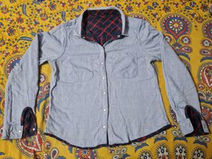 2-in-1 Reversible Cotton Chambray Shirt