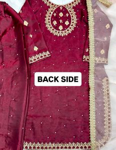 Elegant Maroon Embroidered Suit Set