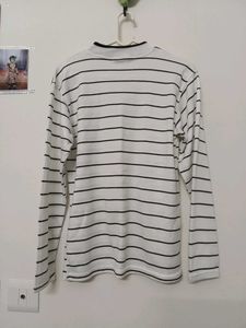 Striped Mock Neck Long Sleeve Top