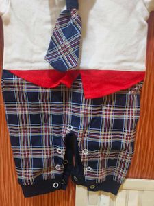 Baby Plaid Romper with Tie