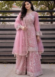 Designer Pink Embroidered Kurta Set