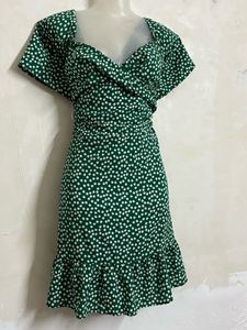 SHEIN BRANDED PLUS SIZE Green Polka Dot Mini Dress