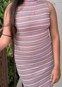 Striped Sleeveless Bodycon Dress