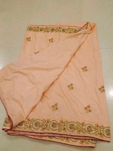 Elegant Peach Embroidered Saree