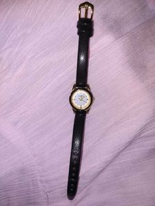 Classic Black Leather Strap Watch