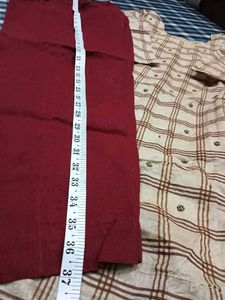 Preloved Beige-Brown Checks Kurta Set 😍