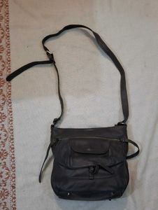 Stylish Dark Grey Leather Crossbody Bag