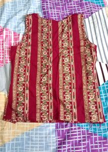 Maroon Printed short kurti top hand made✨✨