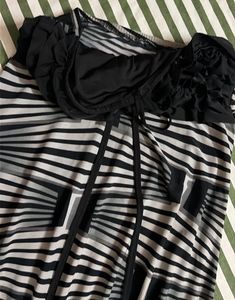 Strapless Black &amp; White Pattern Dress