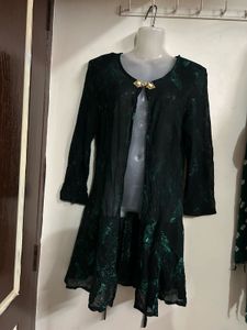 Elegant Black & Green Sheer Gown