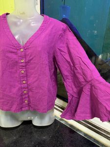 💓Magenta Bell Sleeve Top