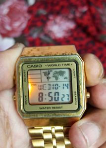 Vintage Gold Casio Orignal World time Watch
