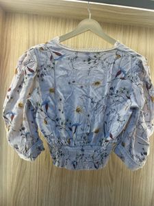 Boho Floral Print Cropped Blouse