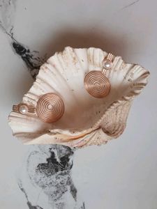 Rose Gold Spiral Pearl Earrings