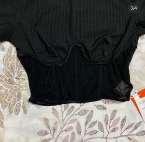 Sheer Panel Corset Crop Top