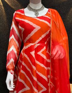 ATTRACTIVE ANARKALI ORANGE SUIT SET