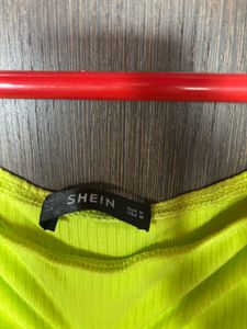 Neon Off-Shoulder Ribbed Crop Top