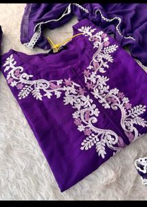 Beautiful Purple Embroidered Kurta Set