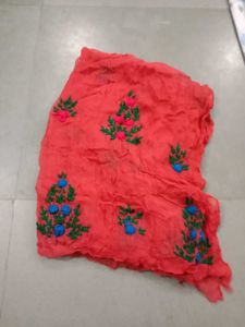Embroidered red Dupatta Scarf