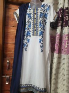 Pretty Embroidery Work Kurti With Dupatta