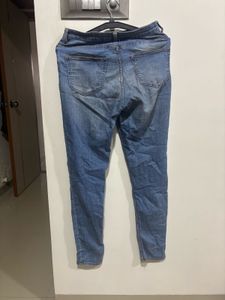 Blue Skinny Fit Jeans with Zipper Detail