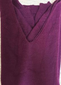 Cozy V-Neck Purple Knit Sweater