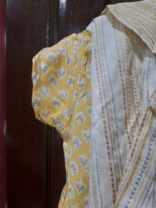 Yellow Print Midi Dress