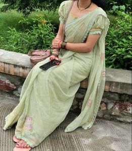 Elegant Pastel Green Saree