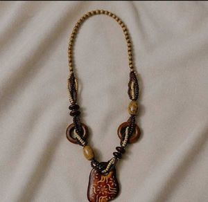 Boho Wooden Beaded Statement Necklace