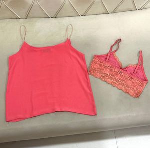 Combo Coral Camisole &amp; Lace Bralette Set