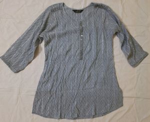 Mens Short Kurta With Black Mirror Work